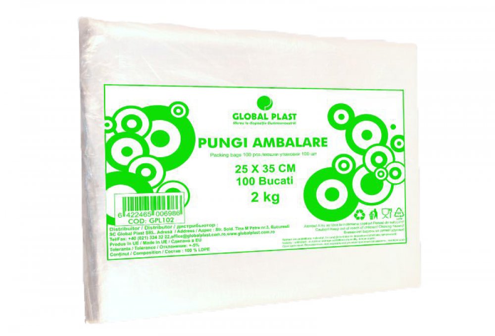 Pungi alimentare transparente 2 KG - 15 bucati